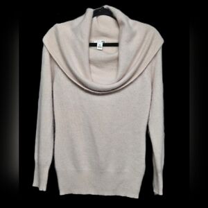 H&M Angora & Lambs Wool Blend Cowl Neck Long Sleeve Sweater Sz Medium Light Pink
